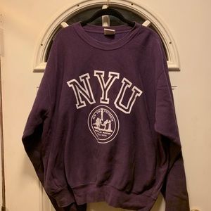 NYU purple sweatshirt
